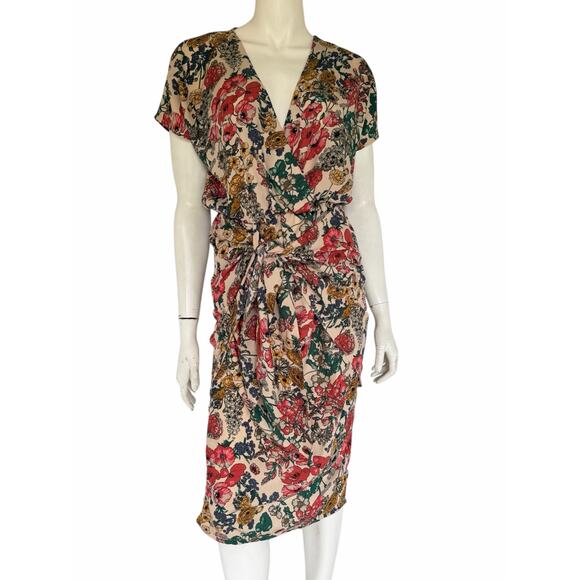 Nasty Gal Knot front Floral Midi Dress sz 8 - Picture 1 of 6